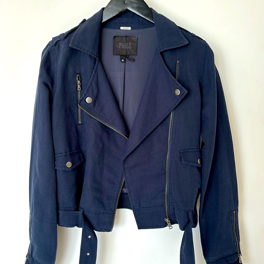 PAIGE blue denim jacket with belt